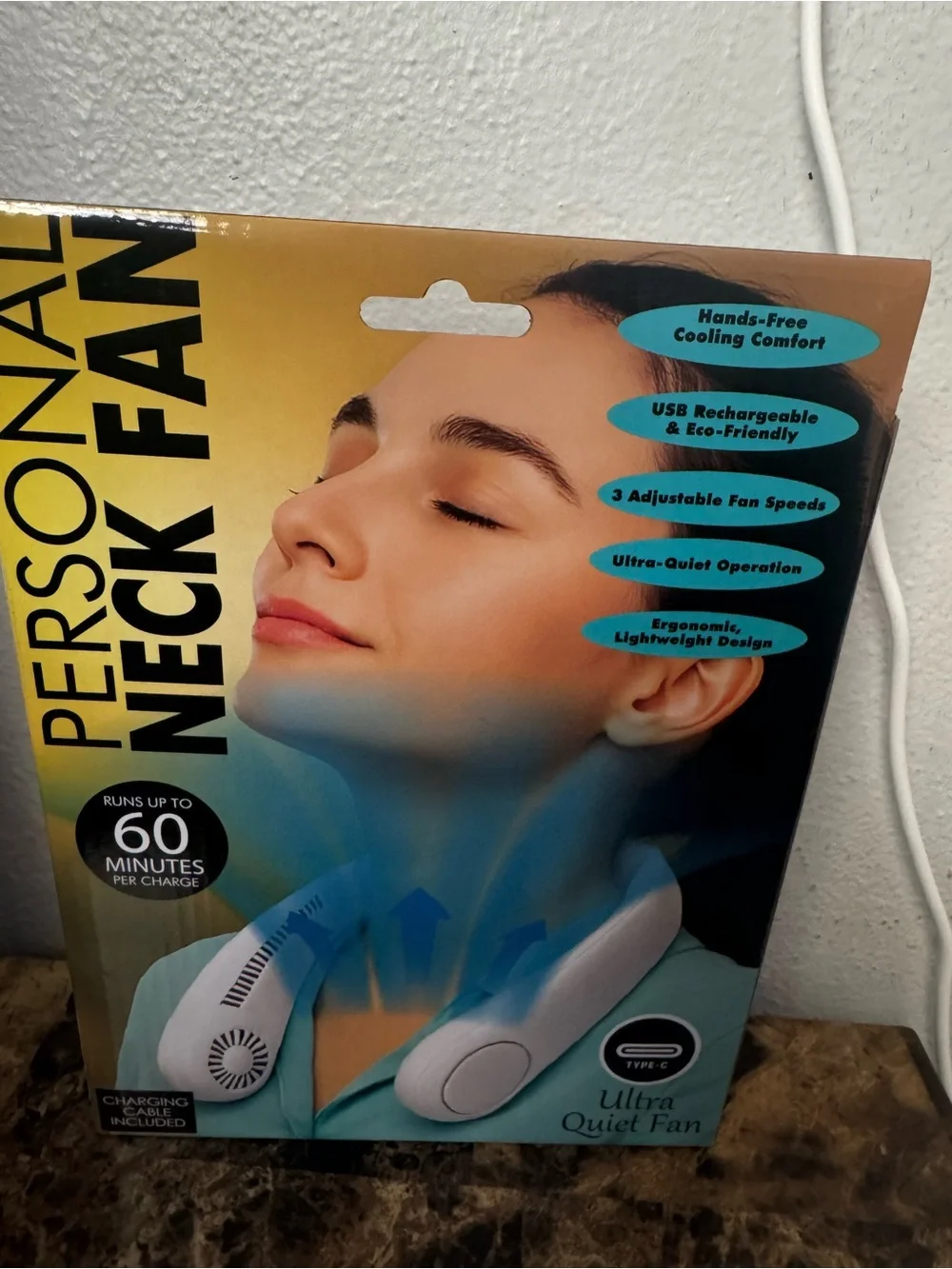 Personal Neck Fan - White Hands-Free USB Rechargeable
